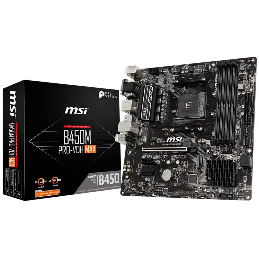 PLACA MADRE - MSI - B450M PRO VDH MAX - PLACA BASE MICRO-ATX, CHIPSET AMD B450, SOCKET AM4, DDR4, HDMI, VGA, USB 3.2 GEN1 - B450M PRO-VDH MAX