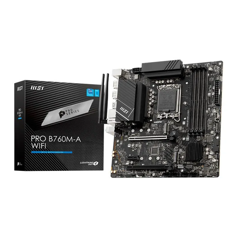 PLACA MADRE - MSI - PRO B760M-A WIFI - PLACA BASE MICRO-ATX, CHIPSET INTEL B760, SOCKET LGA1700, WIFI 6, DDR5, HDMI X2, DP X2 - PRO B760M-A WIFI